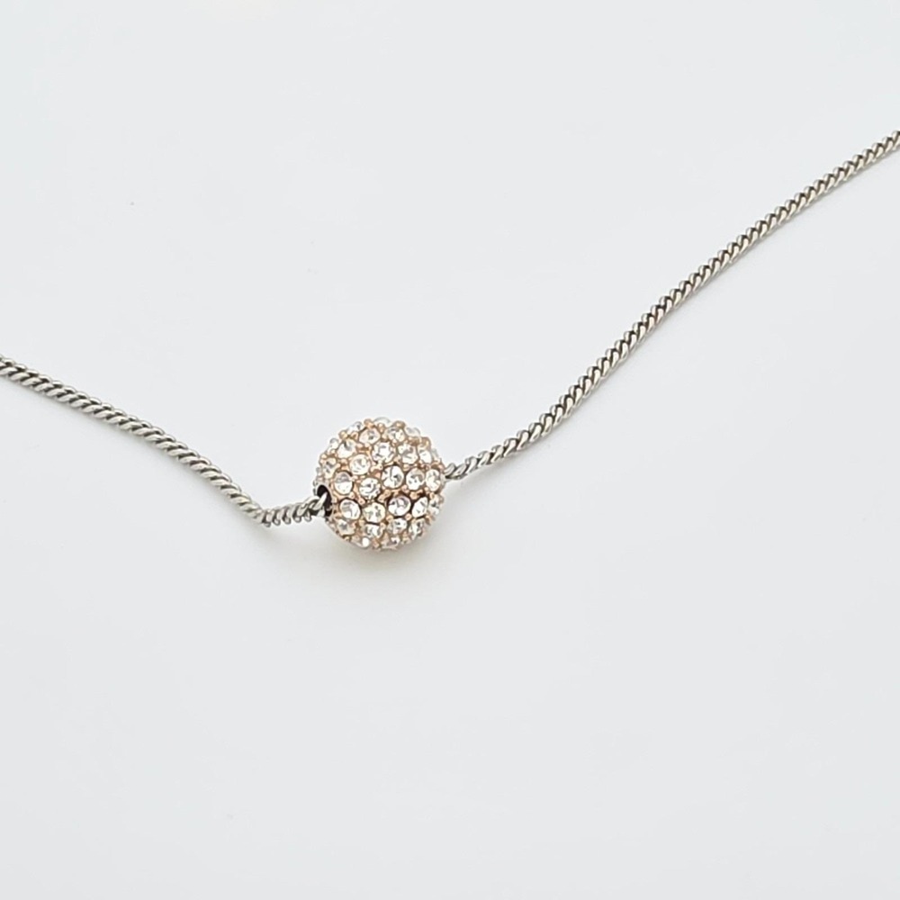 GIVENCHY 'Fireball' Necklace SWAROVSKI Crystal Encrusted‎ Sphere Two-Tone 19"